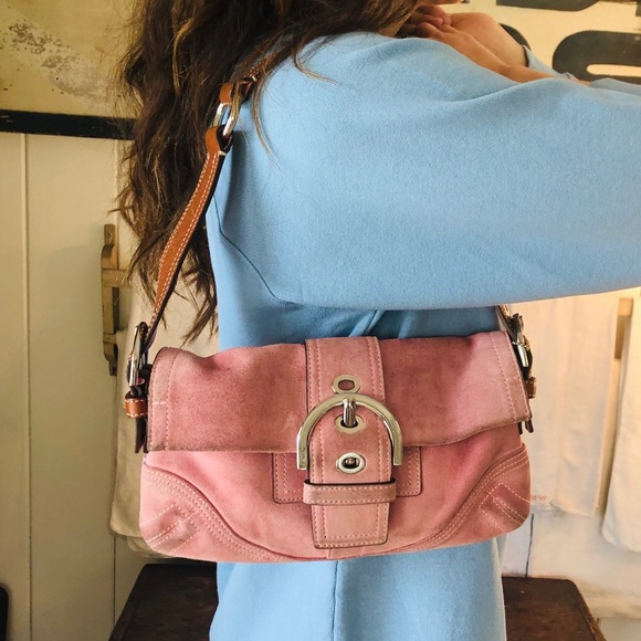 Coach Handbags - ♥️ Coach ♥️ Pink Suede Shoulder Bag